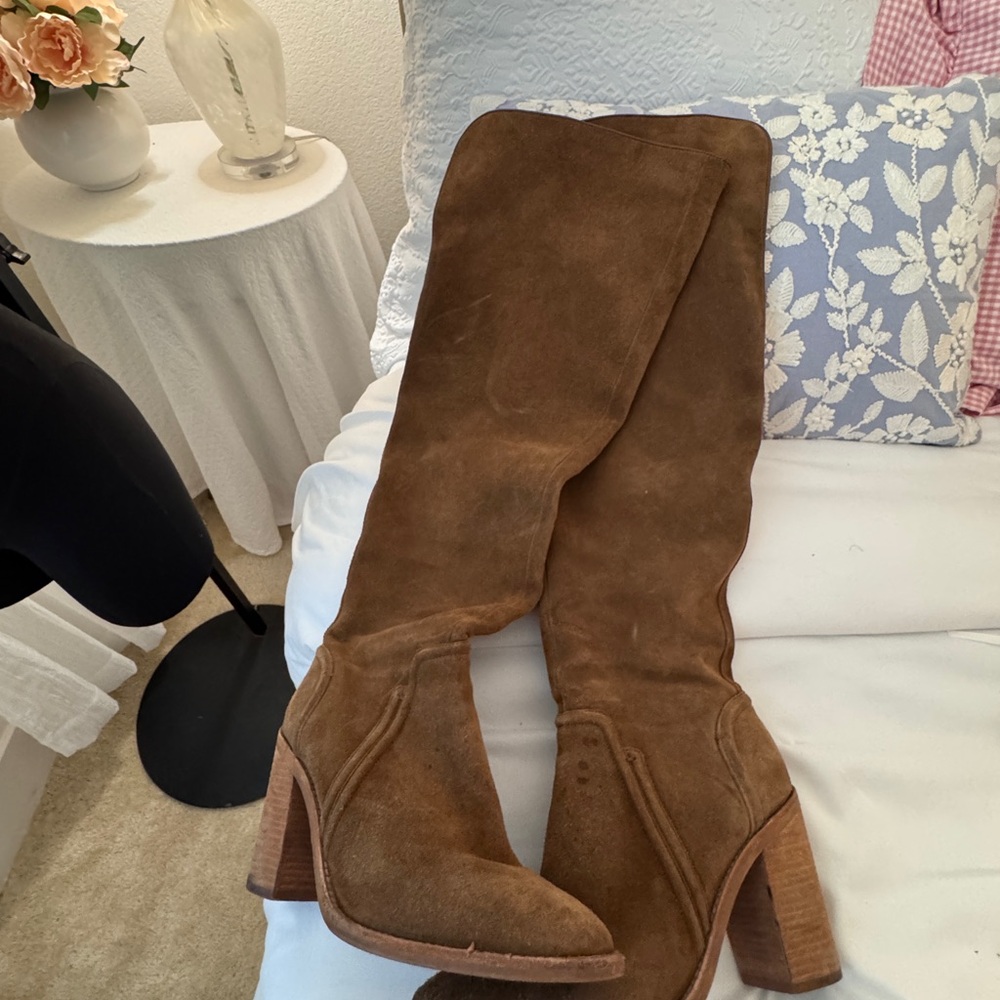 Brown Suede Over The Knee Boots